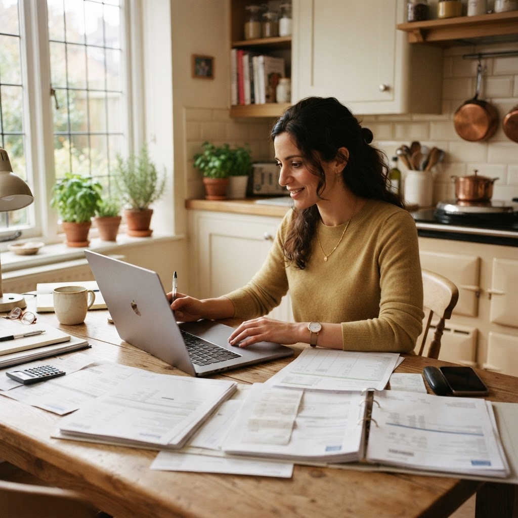 Accountant working through client documents